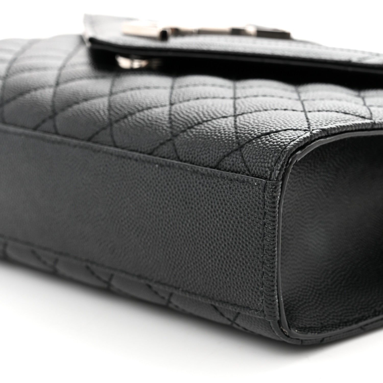 Saint Laurent Grain De Poudre Textured Mixed Matelasse Triquilt Medium Monogram Satchel Black 9 of 9
