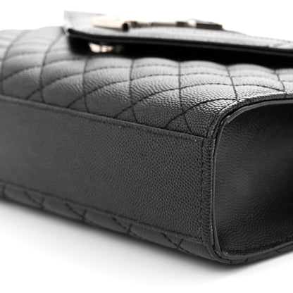 Saint Laurent Grain De Poudre Textured Mixed Matelasse Triquilt Medium Monogram Satchel Black 9 of 9