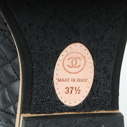 Chanel Lambskin Quilted CC Lace Up Oxfords 37.5 Black 6 of 7