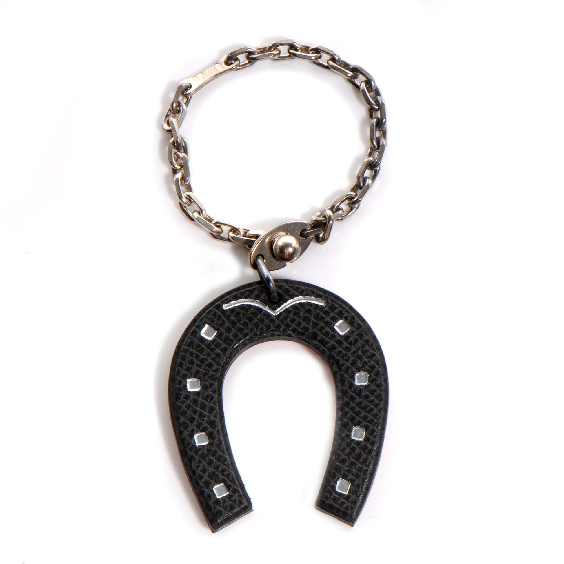 Hermes Epsom Lucky Horseshoe Key Ring Graphite Orange 1 of 4