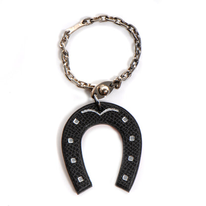 Hermes Epsom Lucky Horseshoe Key Ring Graphite Orange 1 of 4