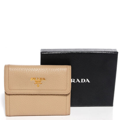 Prada Vitello Daino Compact Wallet Sabbia 6 of 10