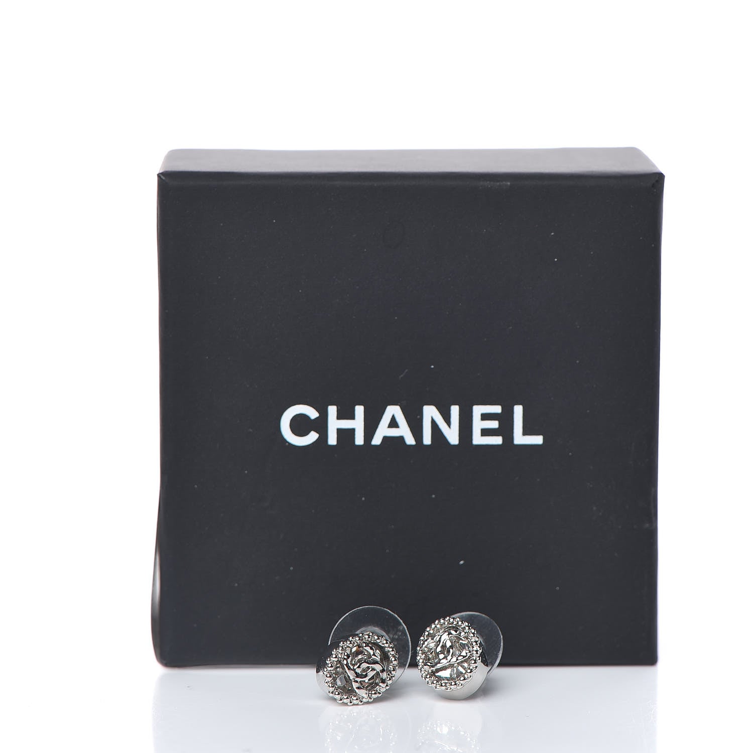 Chanel Crystal CC Earrings Silver 5 of 5