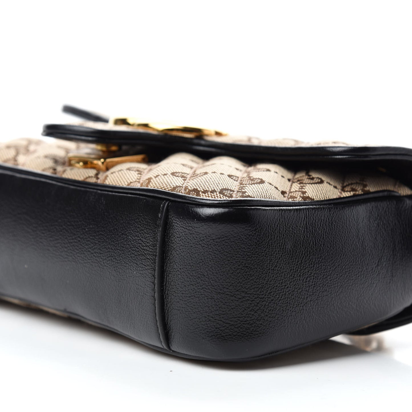 Monogram Matelasse Diagonal Mini GG Marmont Shoulder Bag Beige Black