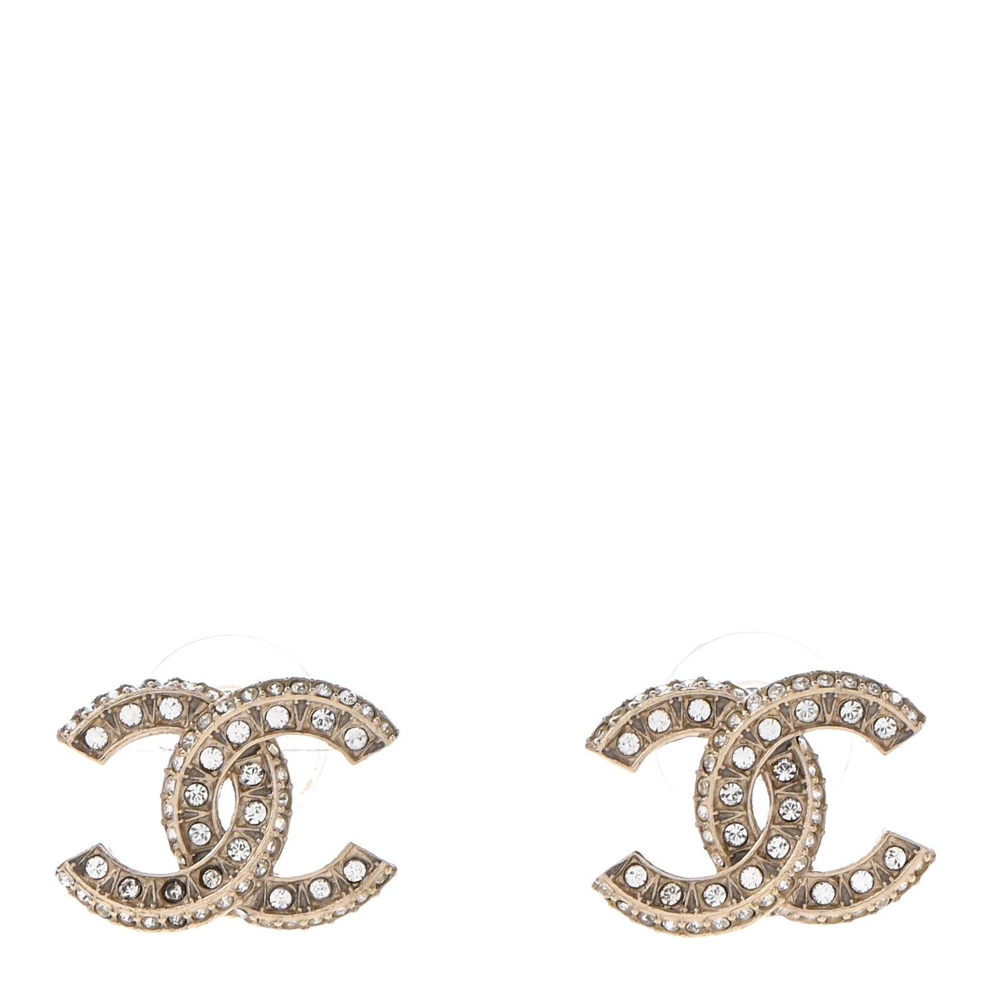 Crystal Timeless CC Earrings Light Gold