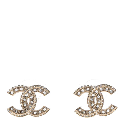 Chanel Crystal Timeless CC Earrings Light Gold 1 of 4