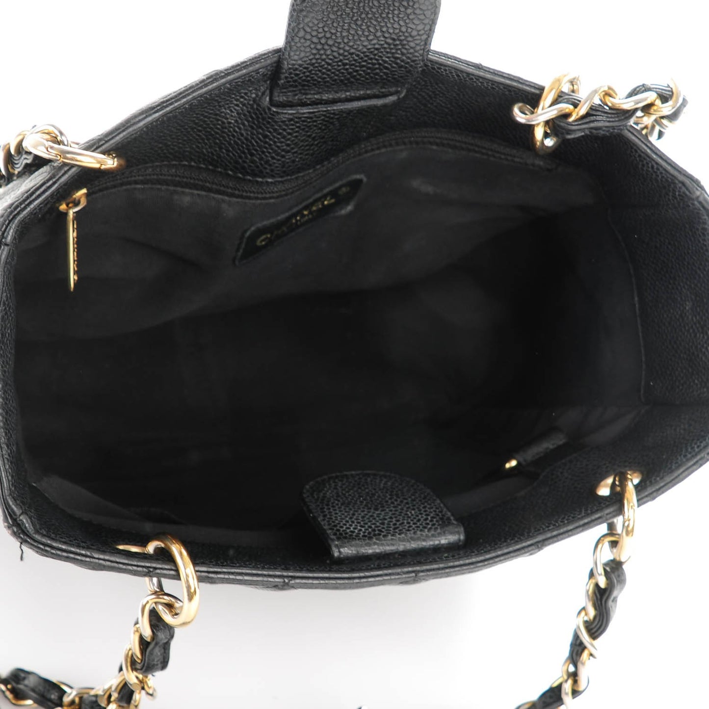 Caviar Quilted Petit Shopping Tote PST Black