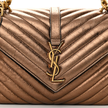 Saint Laurent Metallic Cracked Calfskin Matelasse Monogram Medium College Bag Copper 8 of 18