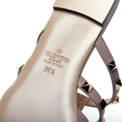 Valentino Garavani Pebbled Calfskin Rockstud Flat Cage Mules 36.5 Poudre 10 of 11