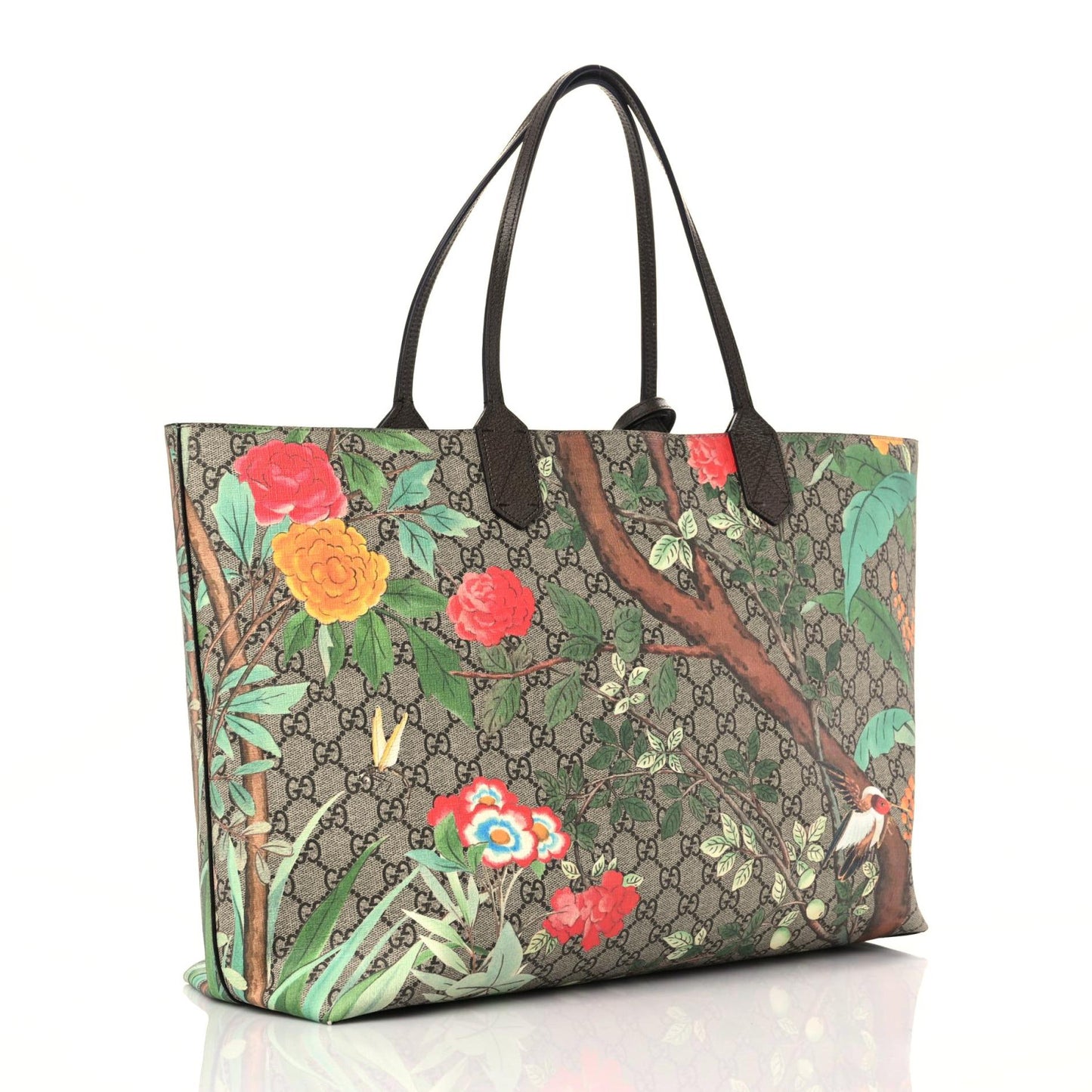 GG Supreme Monogram Tian Large Shopping Tote Beige Multicolor New Acero