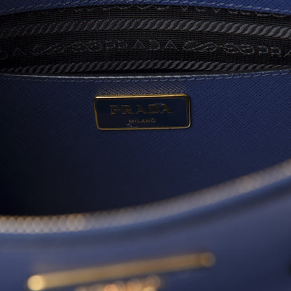 Prada Saffiano Lux Bi-Color Medium Galleria Double Zip Tote Bluette Black 6 of 9