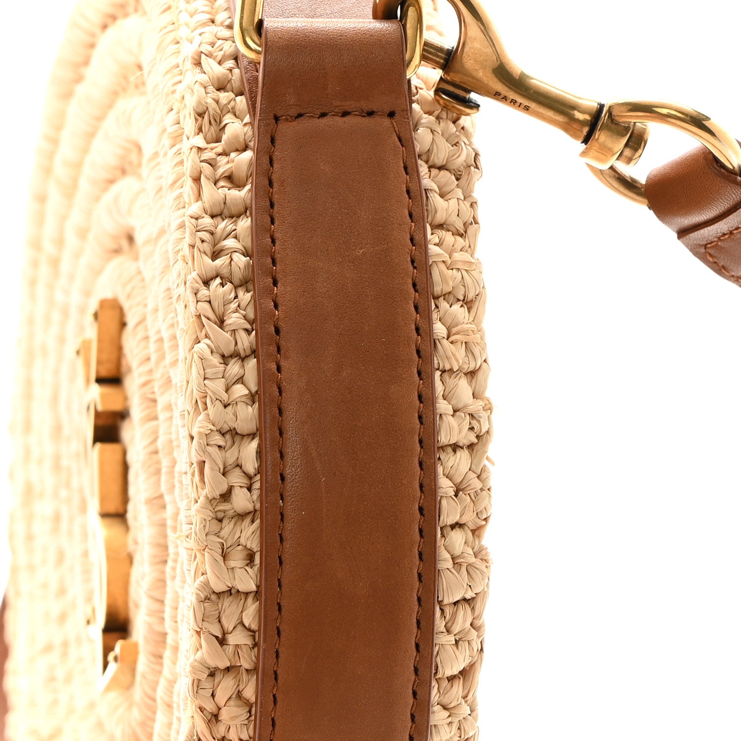 Saint Laurent Raffia Calfskin Round Bag Natural Brick 11 of 11
