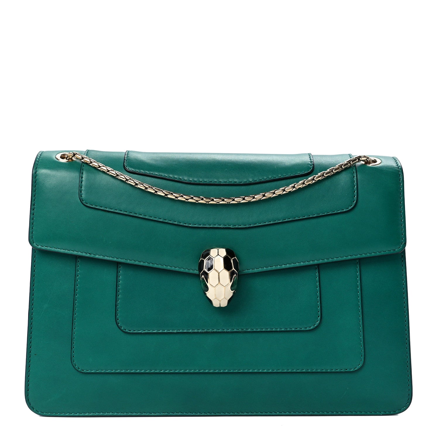 Bulgari Calfskin Serpenti Forever Shoulder Bag Emerald Green 3 of 13