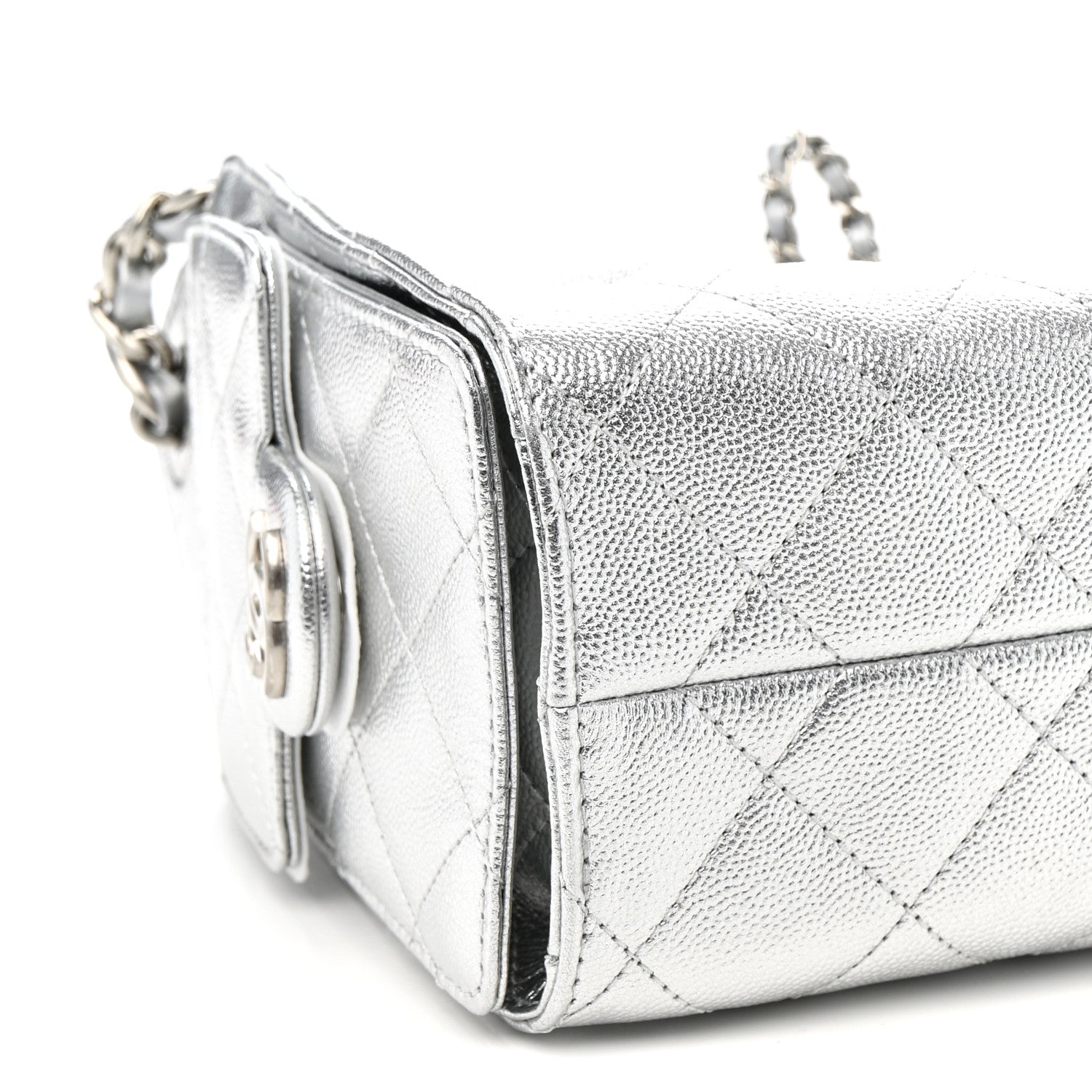 Chanel Metallic Caviar Quilted Mini Chanel 25 Handbag Silver 9 of 11