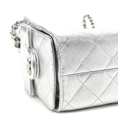 Chanel Metallic Caviar Quilted Mini Chanel 25 Handbag Silver 9 of 11