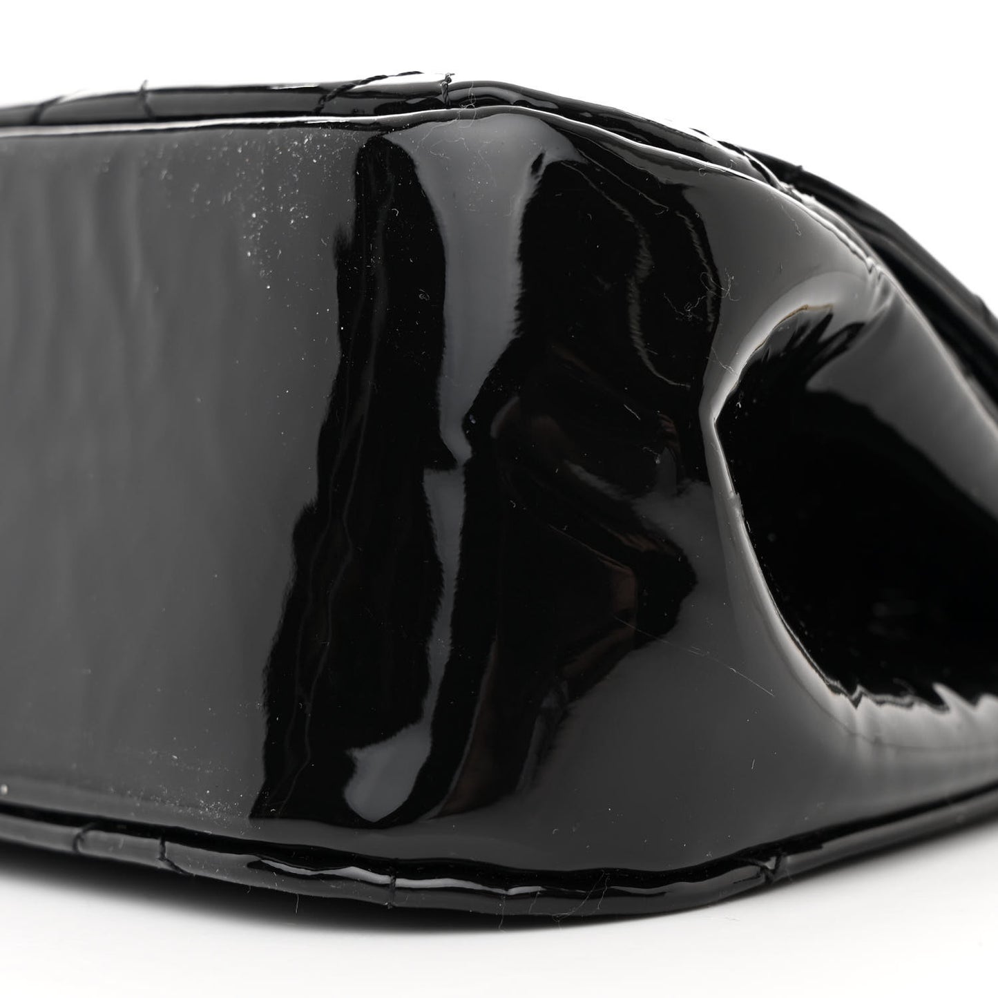 Patent Quilted Frame Clutch Flap With Chain Black