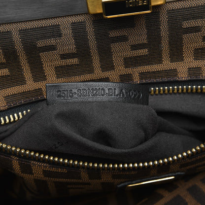 Fendi Goatskin Zucca Large Peekaboo Iconic Satchel Taupe Tobacco Moro 8 of 13
