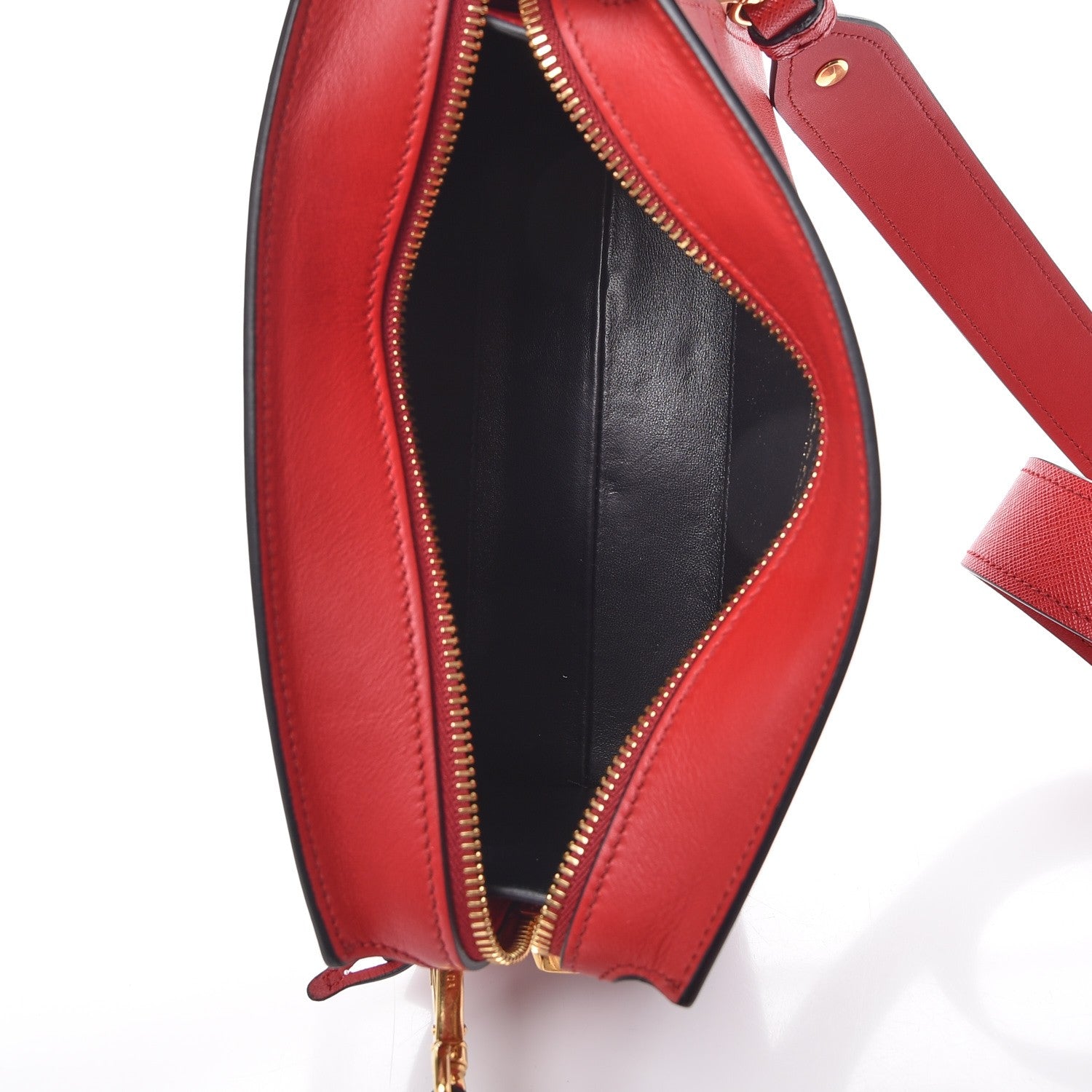 Prada Saffiano City Calfskin Esplanade Crossbody Bag Rosso 5 of 7