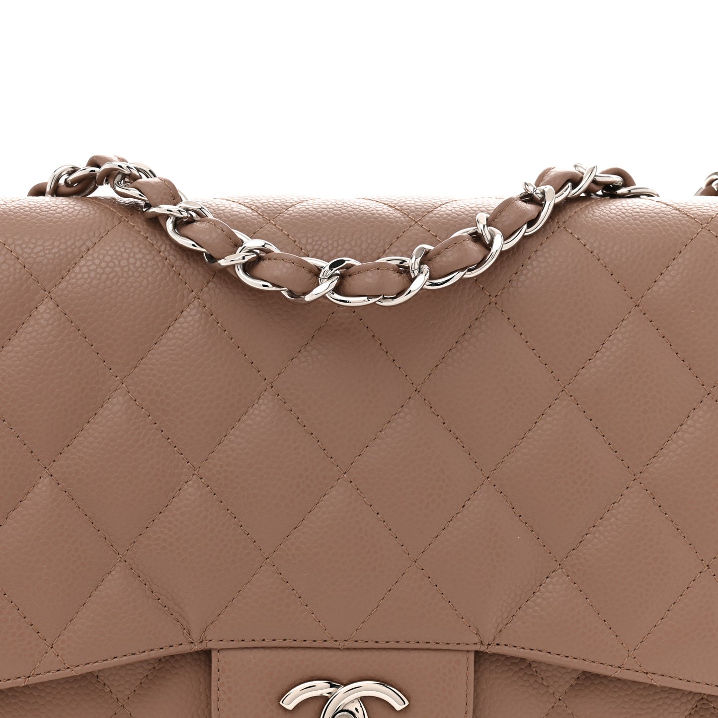 Caviar Quilted Jumbo Single Flap Brown