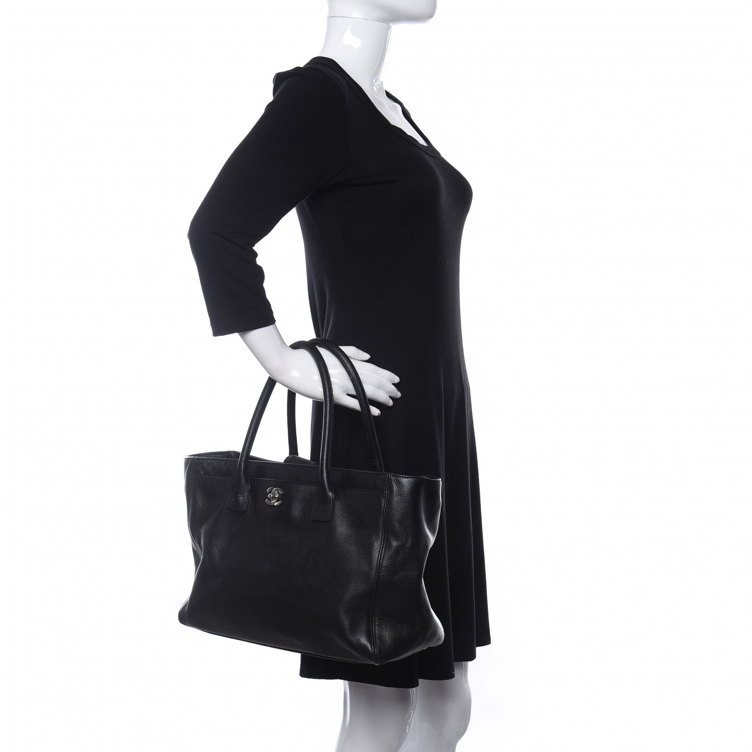 Chanel Calfskin Cerf Executive Shopper Tote Black 2 of 10