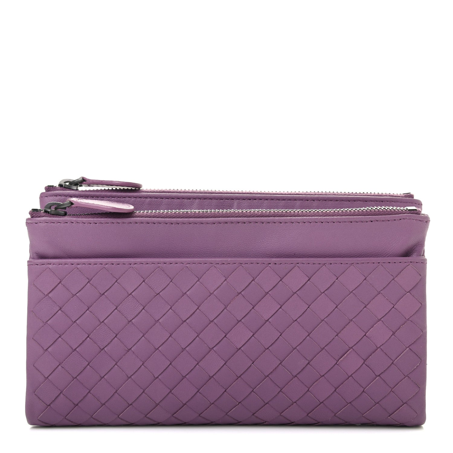 Bottega Veneta Nappa Intrecciato Double Zip Clutch Wallet Corot 1 of 8