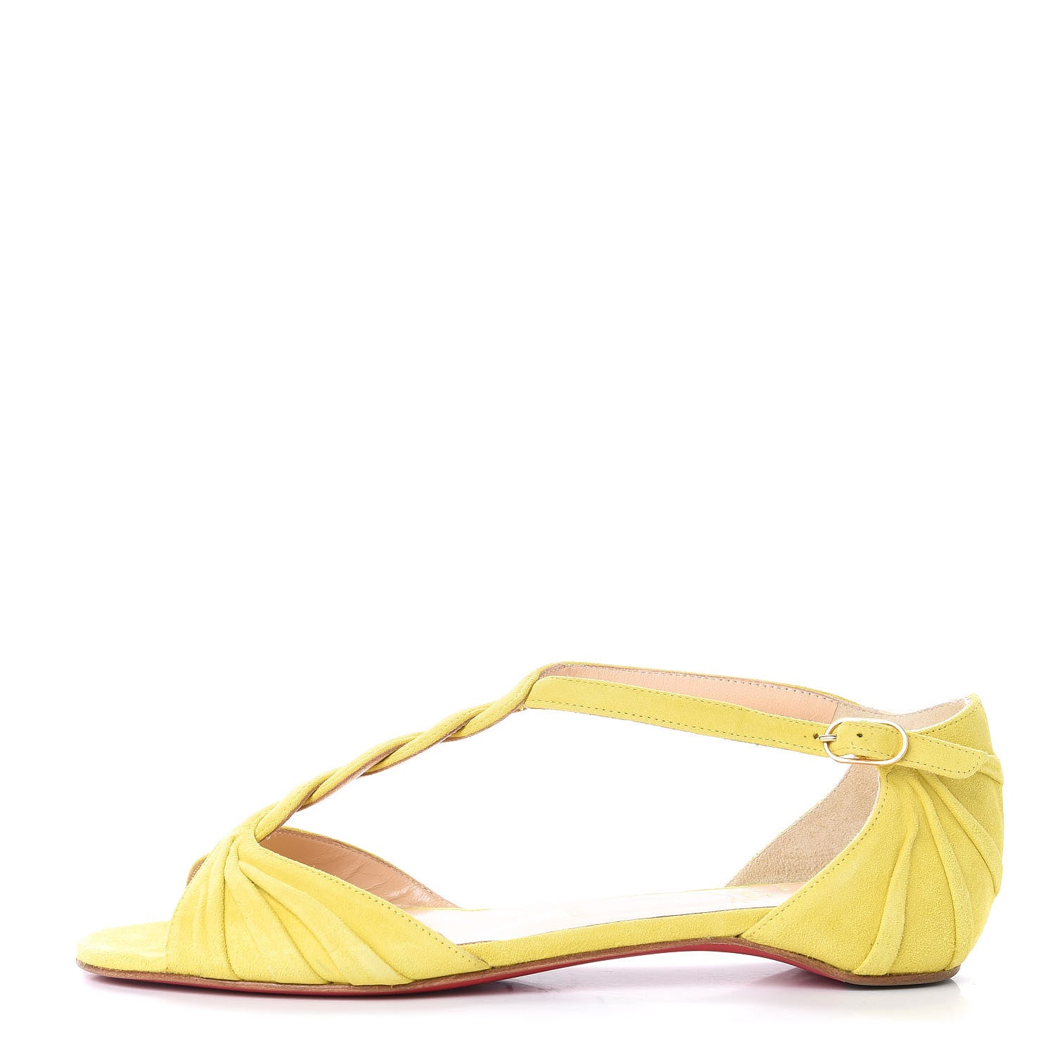 Christian Louboutin Veau Velours Braided Jazzy Doll T-Strap Flat Sandals 37 Anis 1 of 9