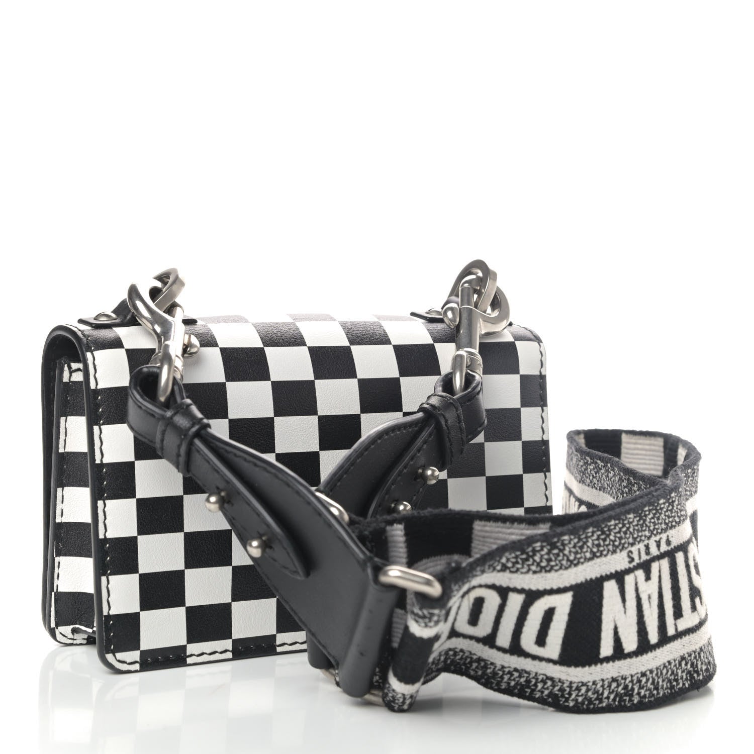 Christian Dior Calfskin Checkered Mini J'Adior Flap Bag Black White 2 of 5