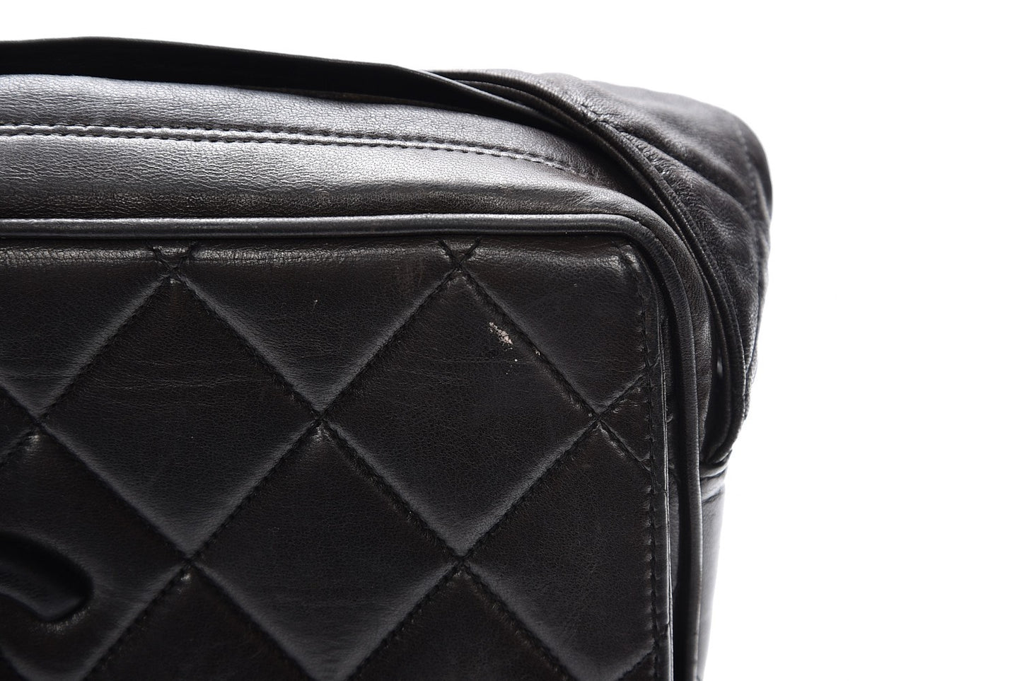 Lambskin Quilted Tassel Camera Case Black