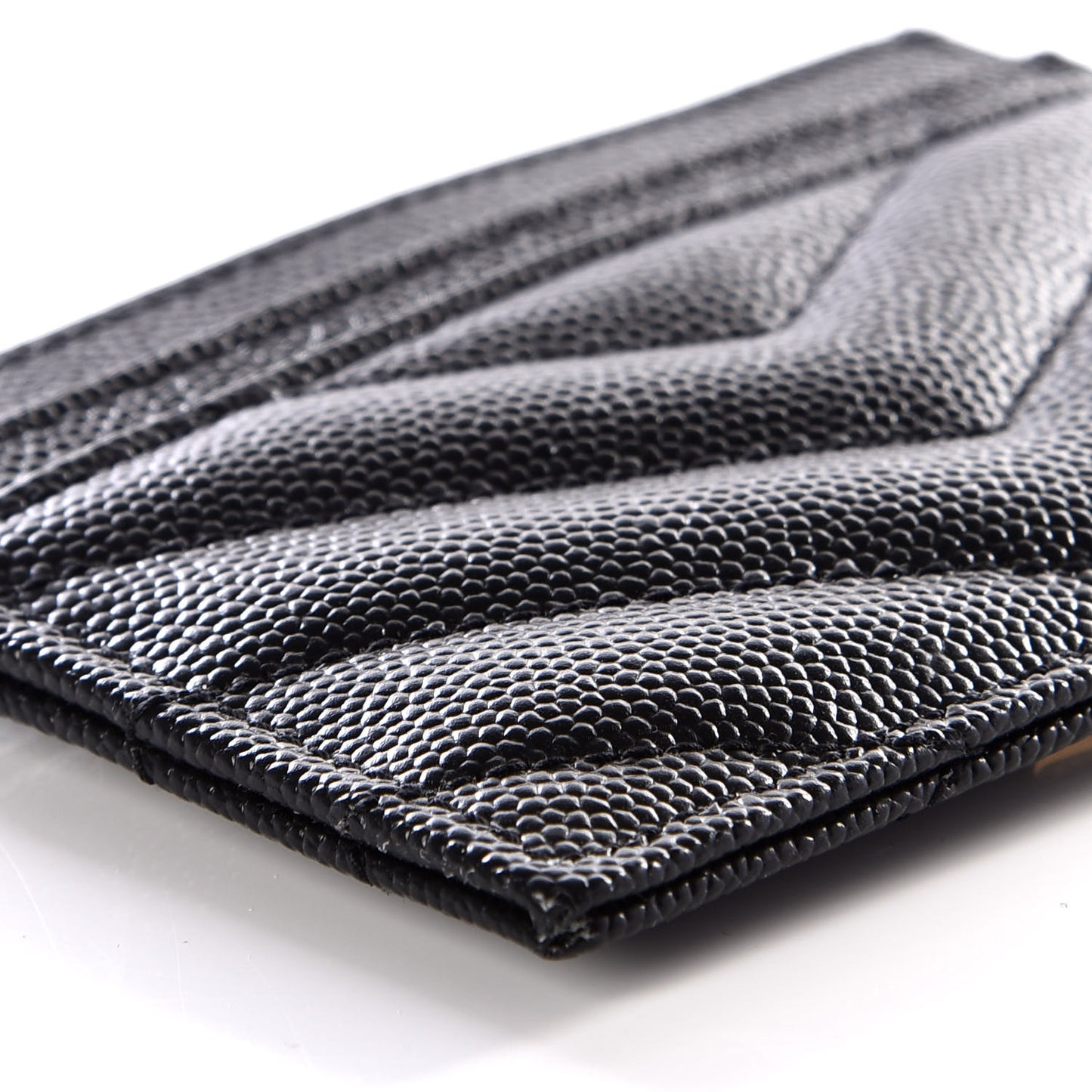 Grain De Poudre Matelasse Chevron Monogram Credit Card Case Black