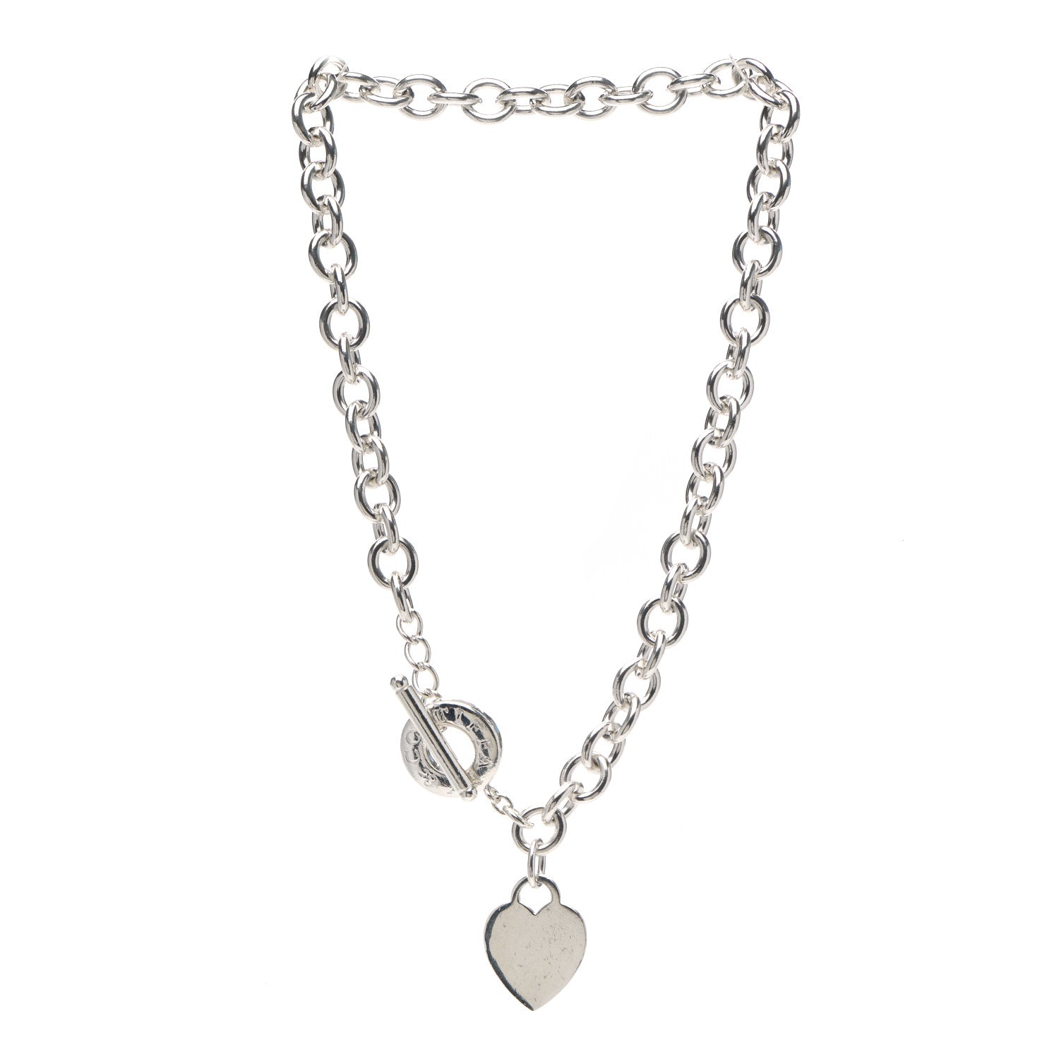 Tiffany Sterling Silver Heart Tag Toggle Necklace 3 of 5