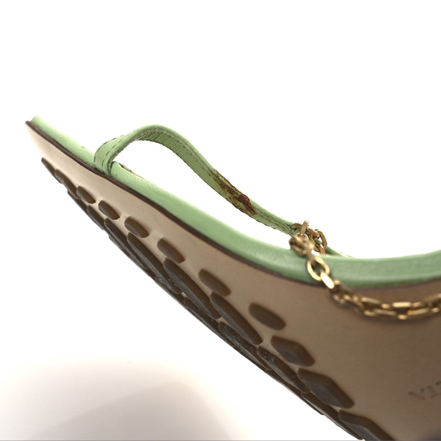 Lambskin Stretch Chain Strap 90mm Sandals 40.5 Pistachio