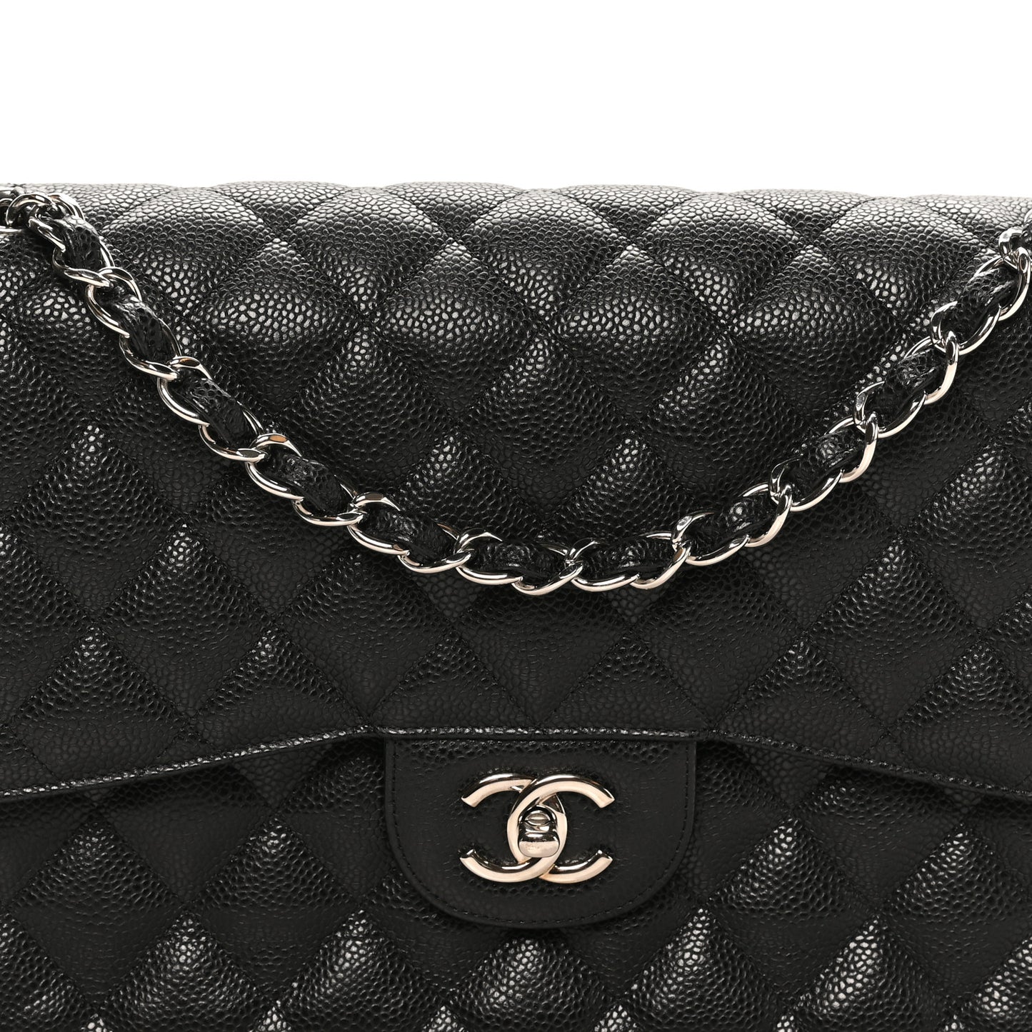 Caviar Quilted Jumbo Double Flap Black