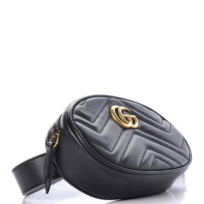 Gucci Calfskin Matelasse GG Marmont Belt Bag 85 34 Black 4 of 10