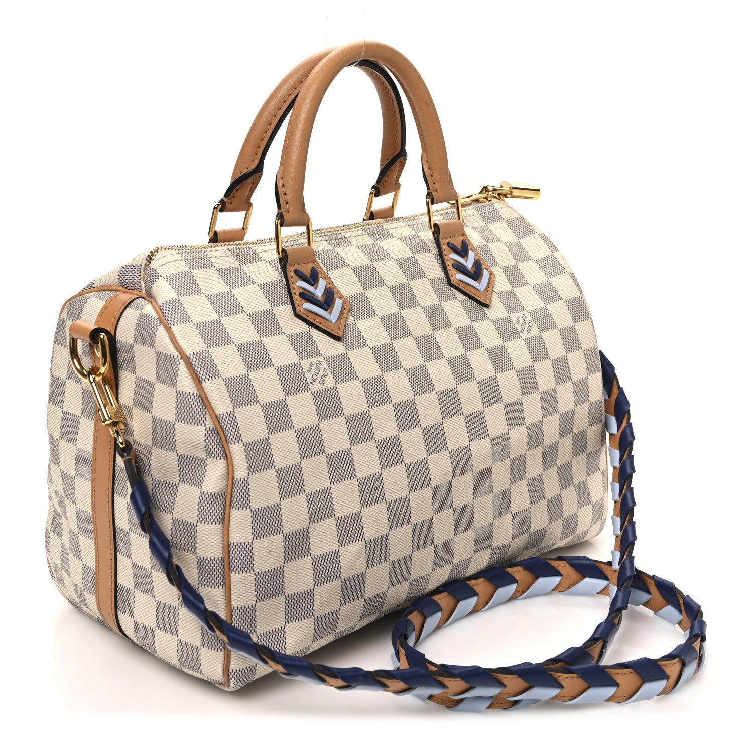 Louis Vuitton Damier Azur Braided Speedy Bandouliere 30 Blue 2 of 11