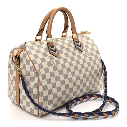 Louis Vuitton Damier Azur Braided Speedy Bandouliere 30 Blue 2 of 11