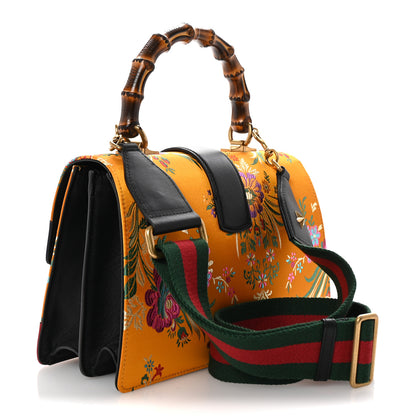 Gucci Satin Calfskin Bamboo Web Tokyo Print Medium Dionysus Top Handle Bag Giallo Multicolor Blue Agata Hibiscus Red 3 of 10