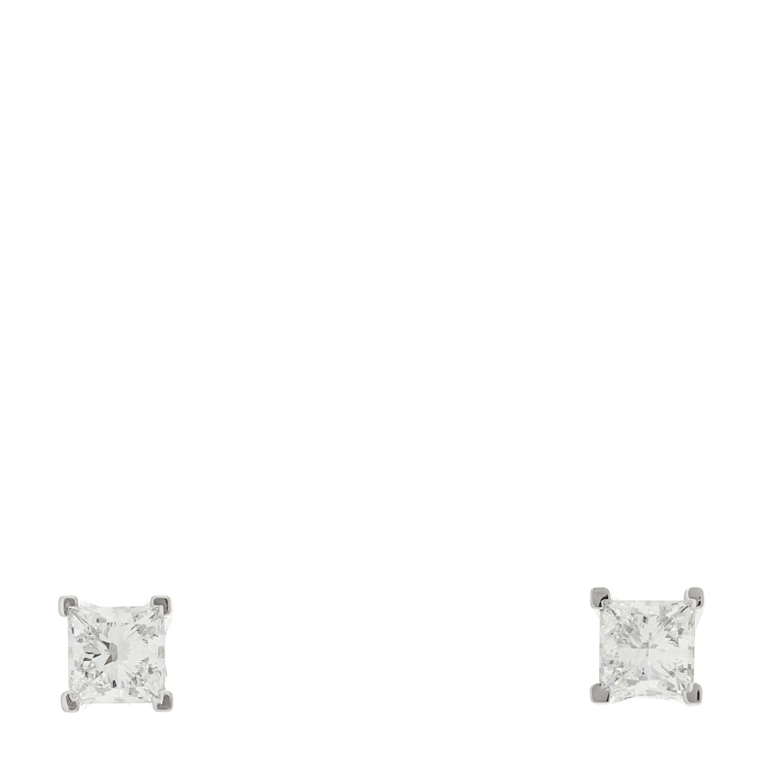 Tiffany Platinum Diamond .30ctw Princess Cut Solitaire Earrings 1 of 4