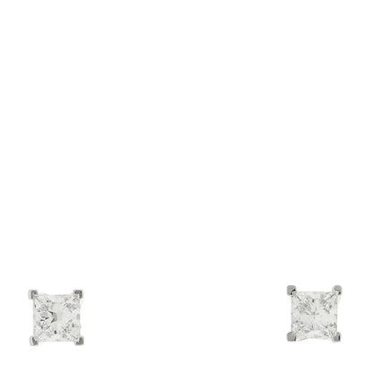 Tiffany Platinum Diamond .30ctw Princess Cut Solitaire Earrings 1 of 4