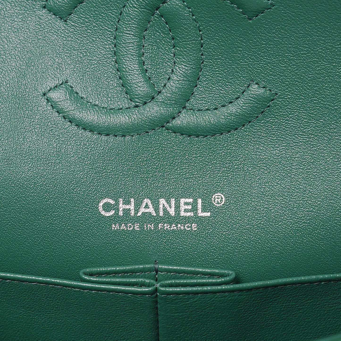 Lambskin Quilted Medium Double Flap Green