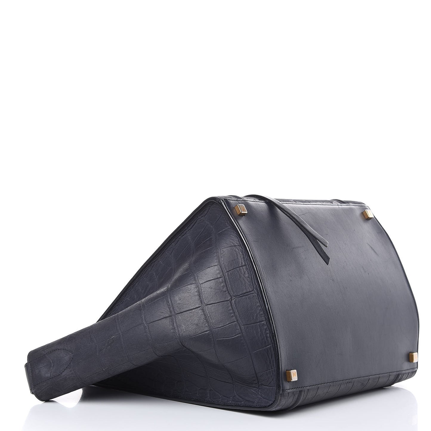 Crocodile Embossed Calfskin Medium Phantom Luggage Navy Blue