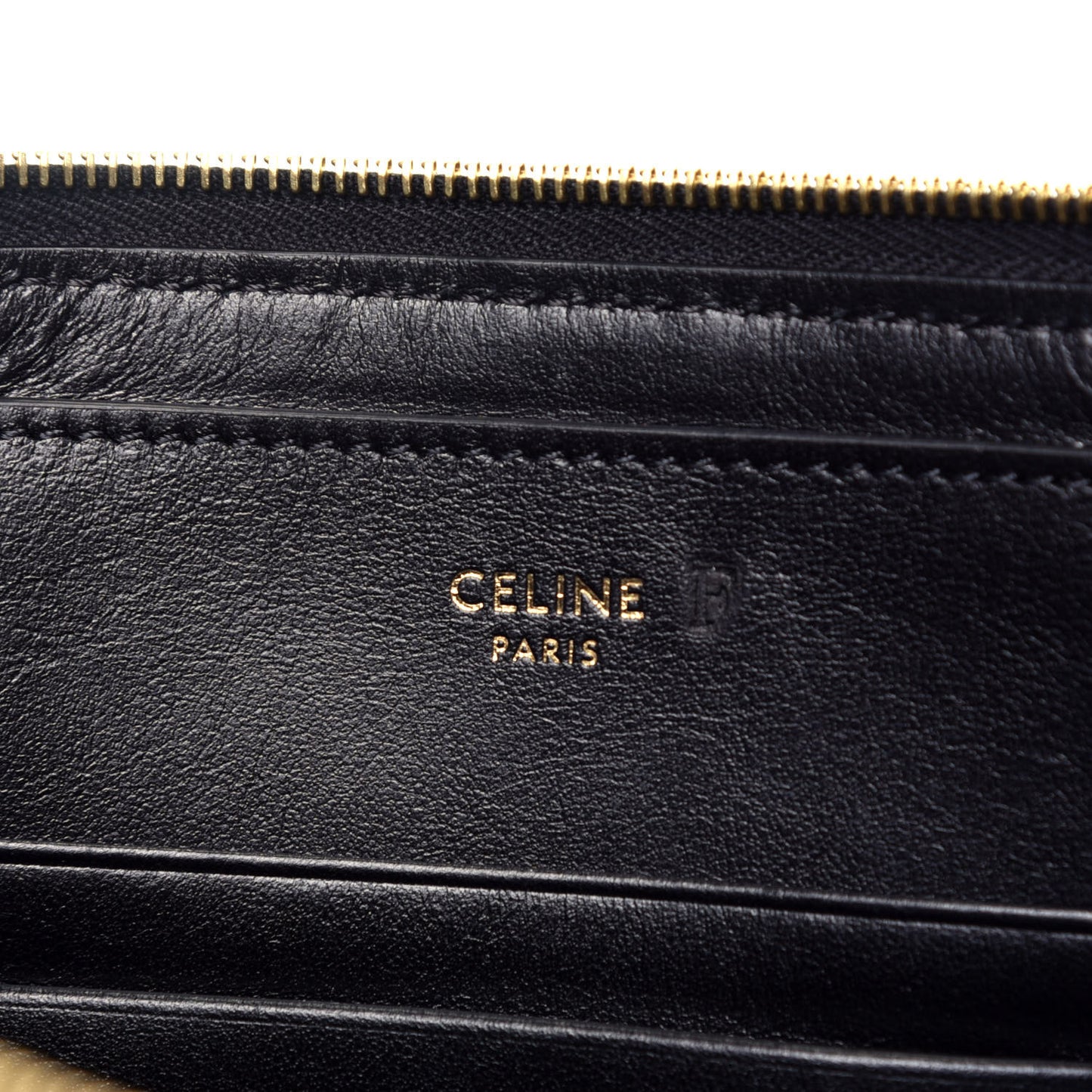 Calfskin Quilted C Charm Pouch Black