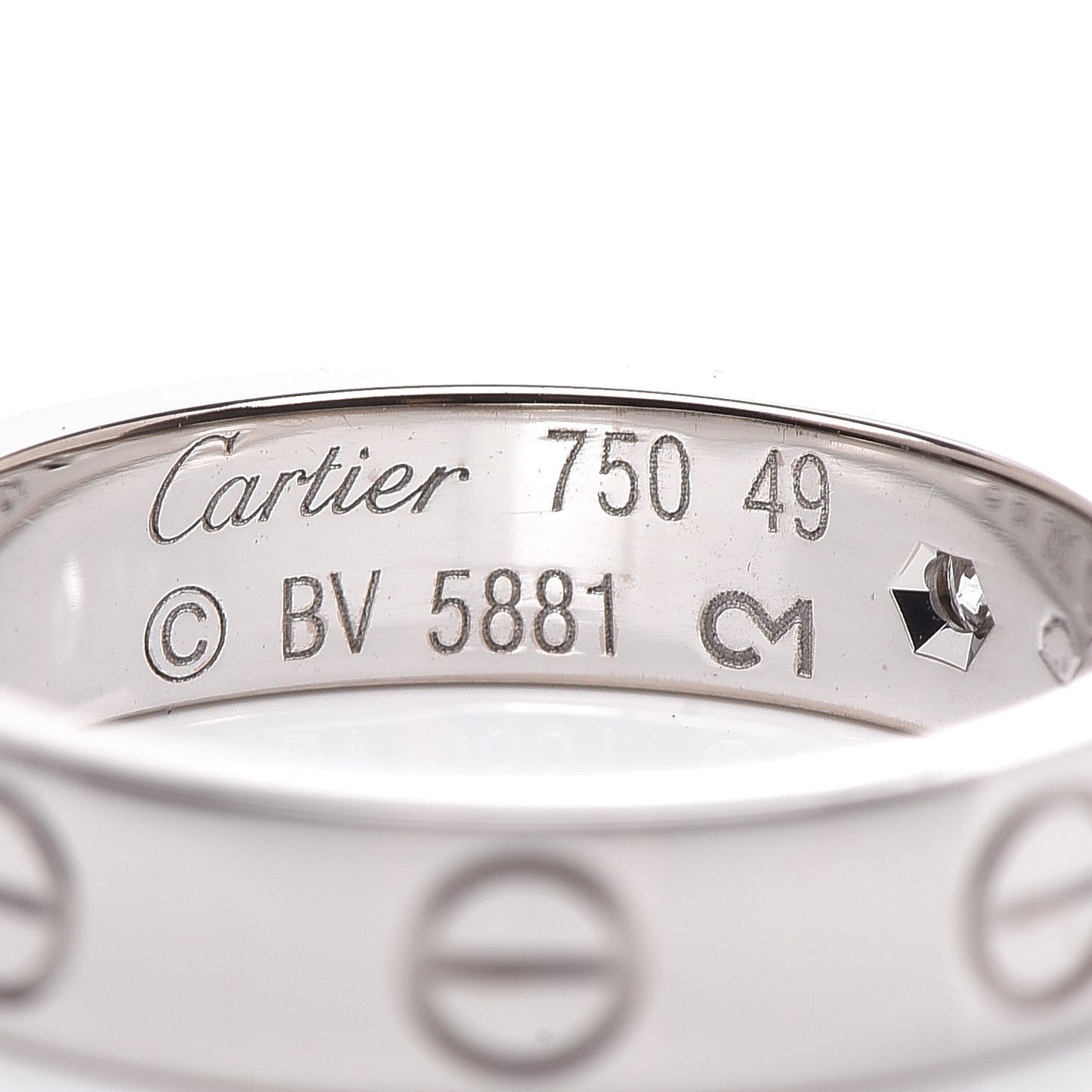 18K White Gold Diamond 4mm LOVE Wedding Band Ring 49 4.75