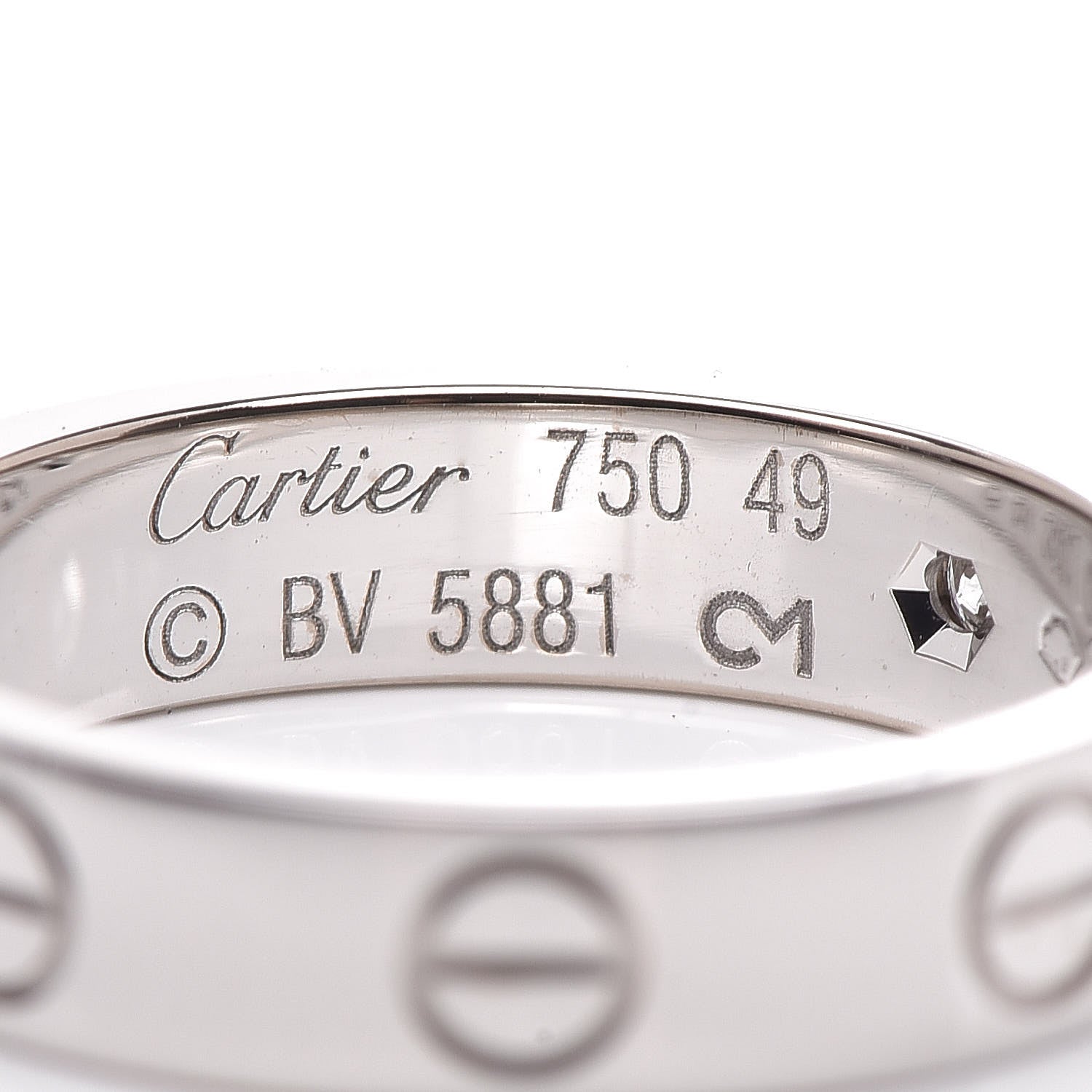 Cartier 18K White Gold Diamond 4mm LOVE Wedding Band Ring 49 4.75 4 of 4