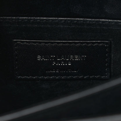 Saint Laurent Calfskin Crocodile Embossed Medium Monogram Sunset Black 6 of 9