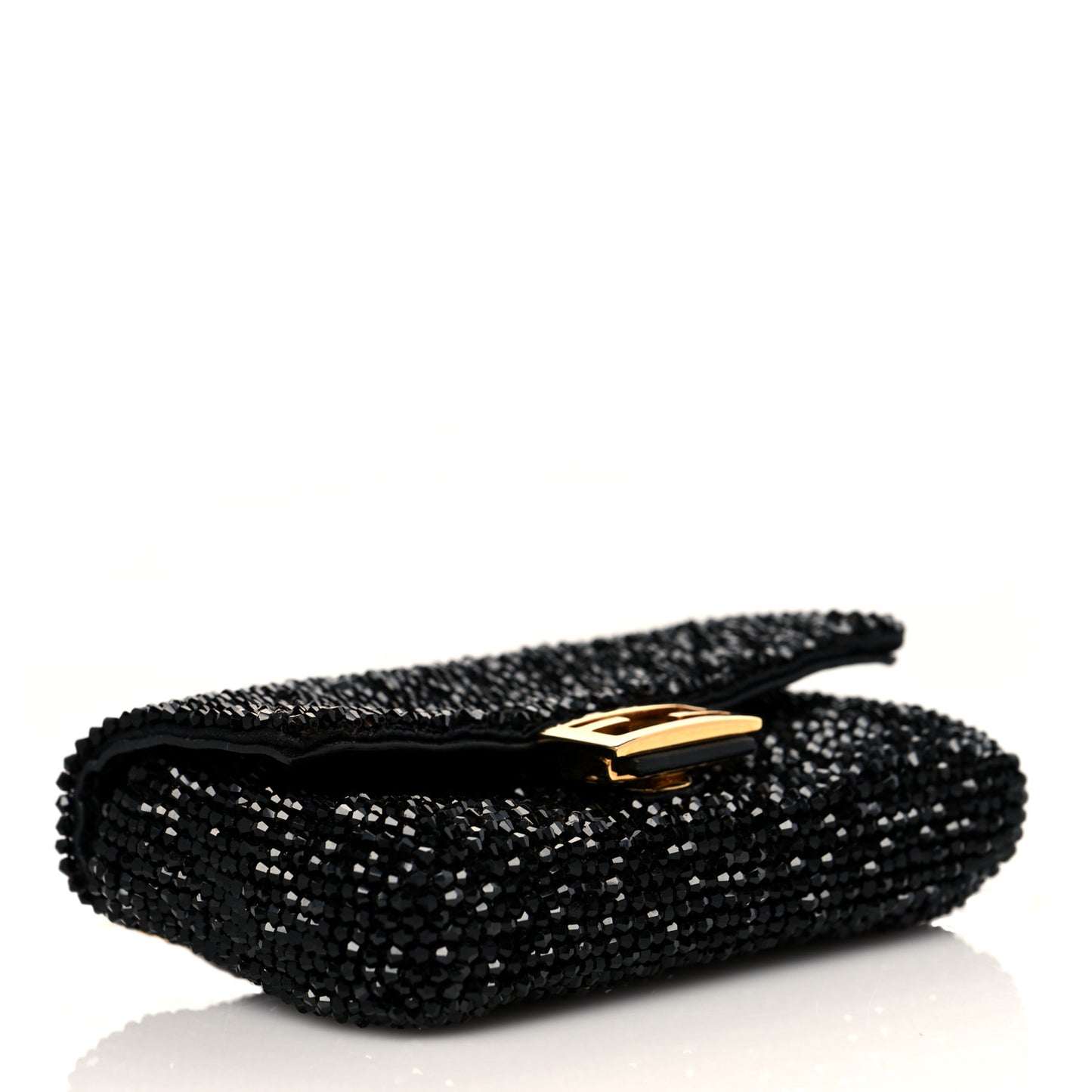 Crystal Vitello King Beaded Nano Baguette Charm Black
