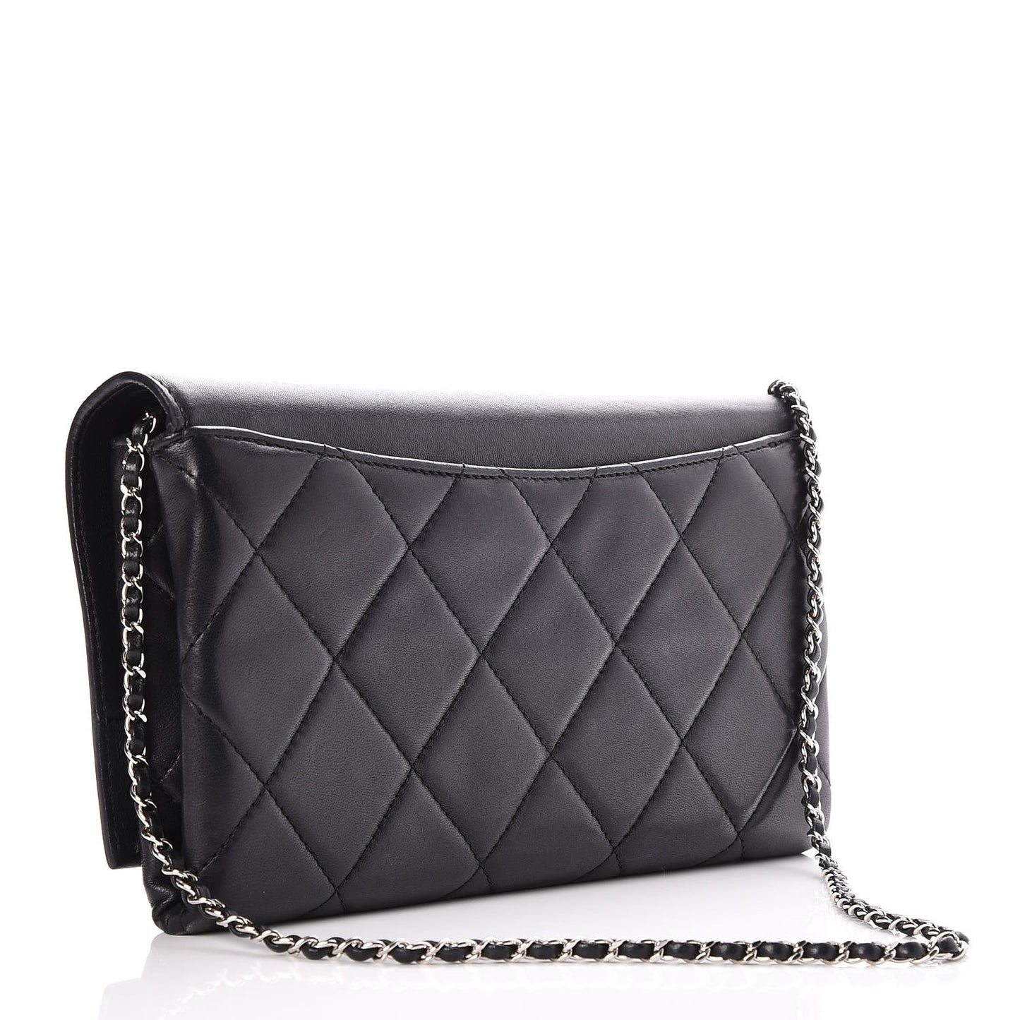 Lambskin Quilted Crystal CC Flap Black