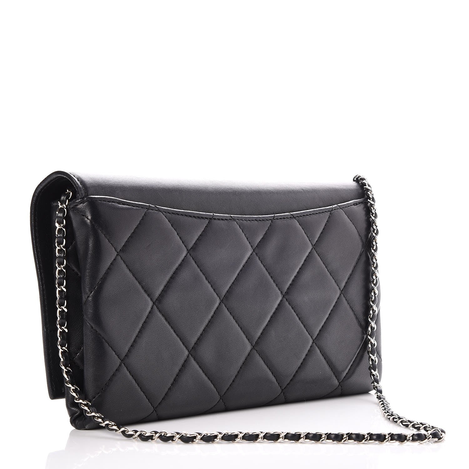 Chanel Lambskin Quilted Crystal CC Flap Black 3 of 7