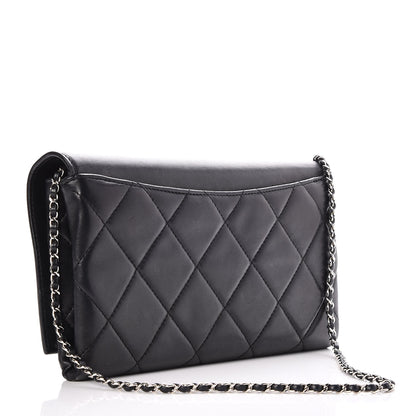 Chanel Lambskin Quilted Crystal CC Flap Black 3 of 7