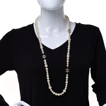 Chanel Graduated Pearl CC Long Necklace Gold 2 of 6
