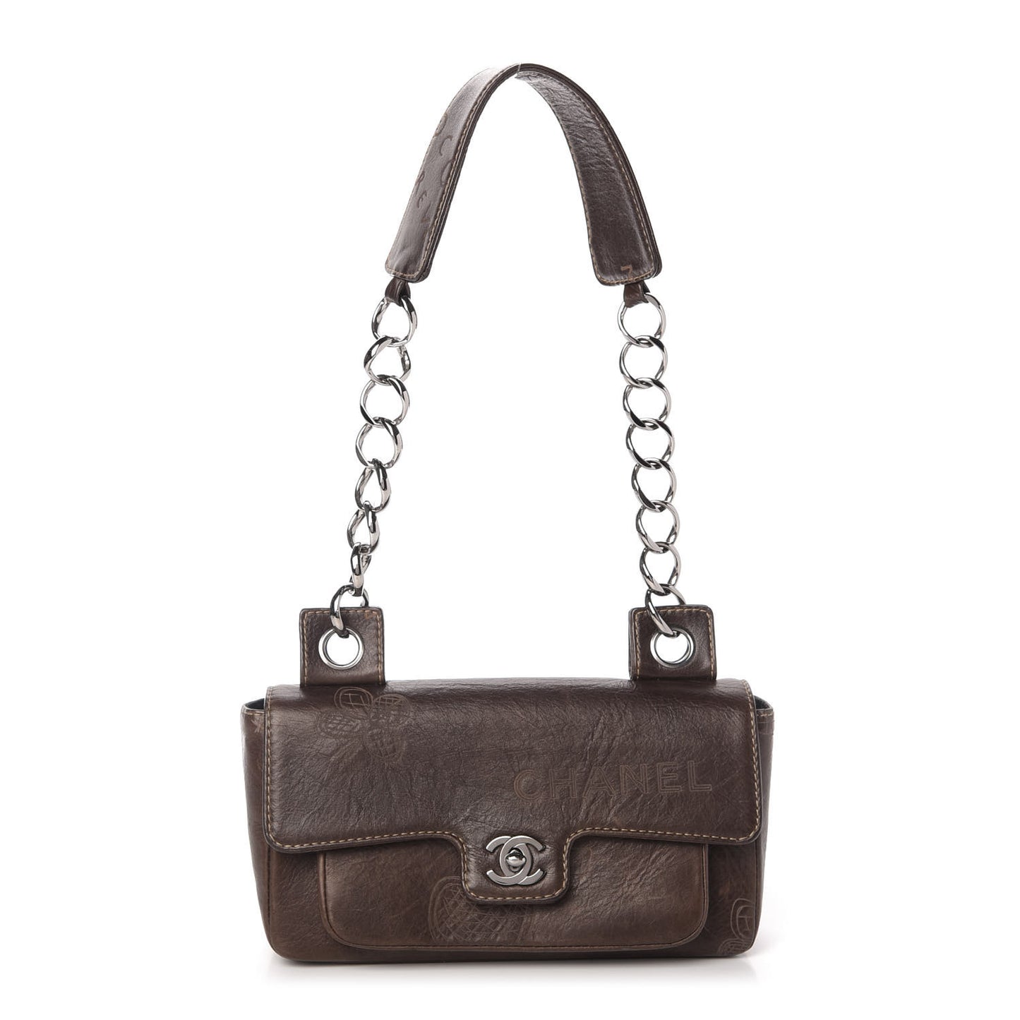 Calfskin Graffiti Flap Brown